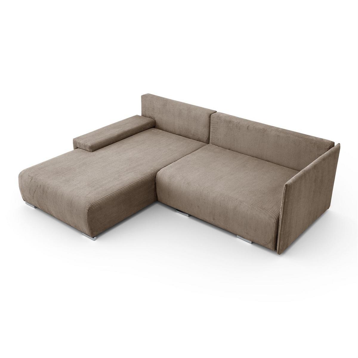 ECKSOFA LAVIO L mit Schlaffunktion und Bettzeugkasten Linke - Braun, Textil (246/188cm) - Lookway