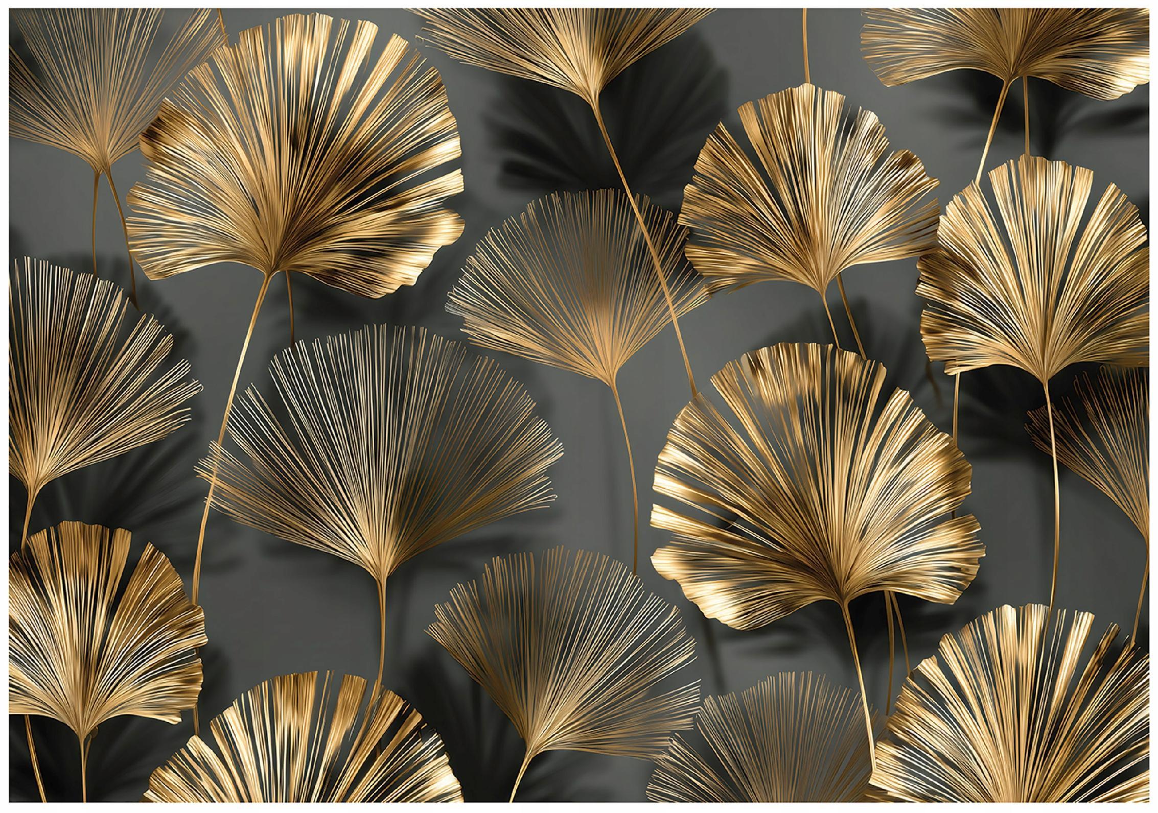 FOTOTAPETE Blätter Abstrakt Golden 250x175 cm - Multicolor, Papier (250/175cm) - Wallarena