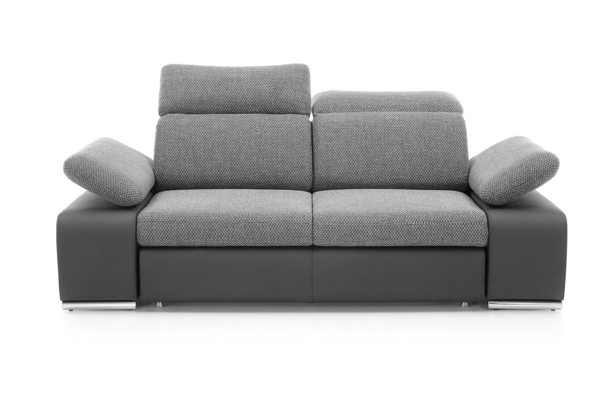 BETTSOFA TRENTO Grau Geflochtener Stoff - Grau, Textil (96/107/214cm) - MASSENO