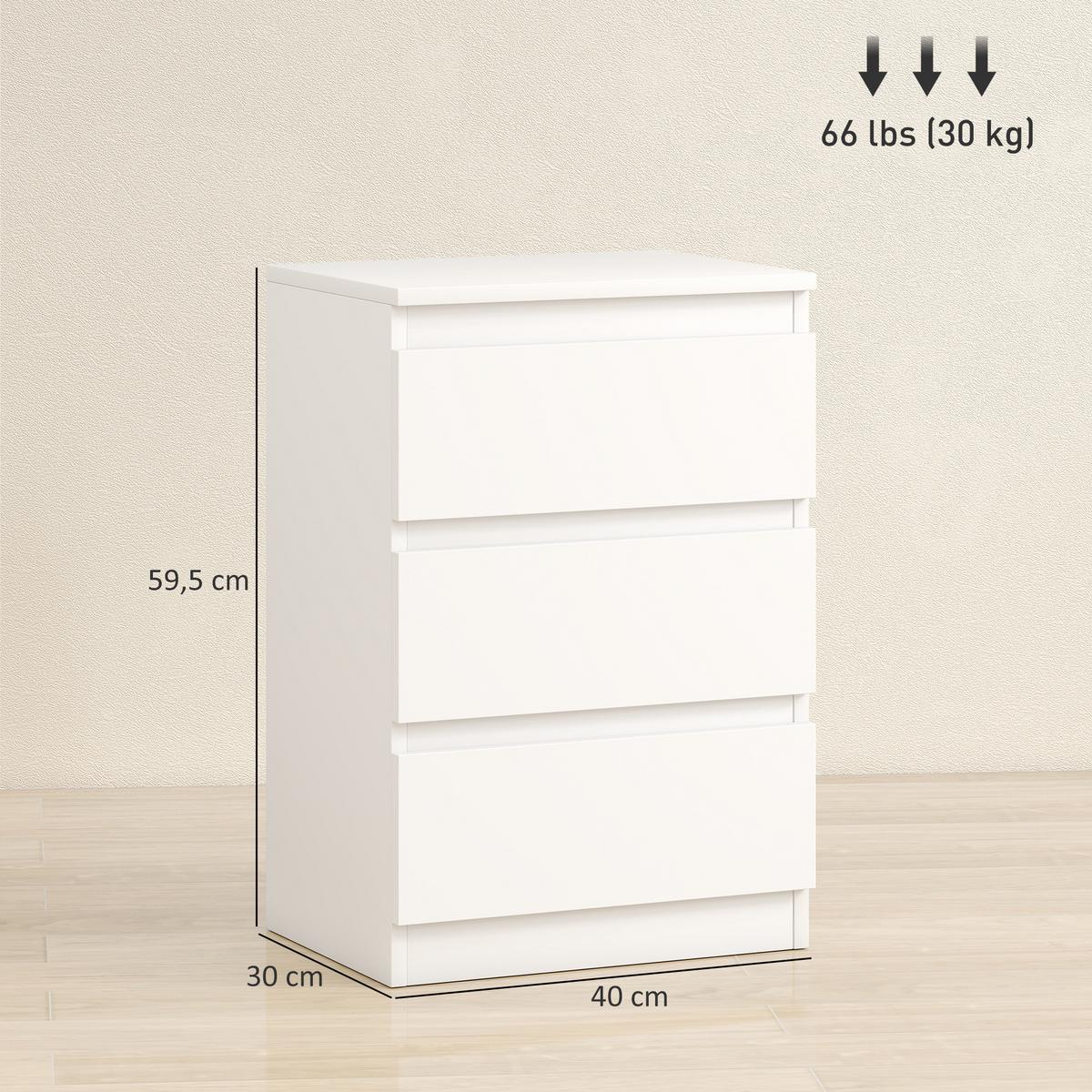 NACHTTISCH 2er Set MDF Weiß - Weiß, Holzwerkstoff (30/59.5/40cm) - HOMCOM