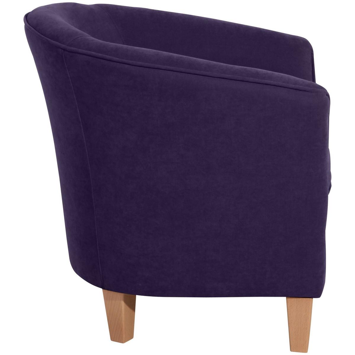 SESSEL Karine Bezug Veloursstoff Buche natur / violett - Lila, Kunststoff (70/74/70cm) - 58aufmkessel
