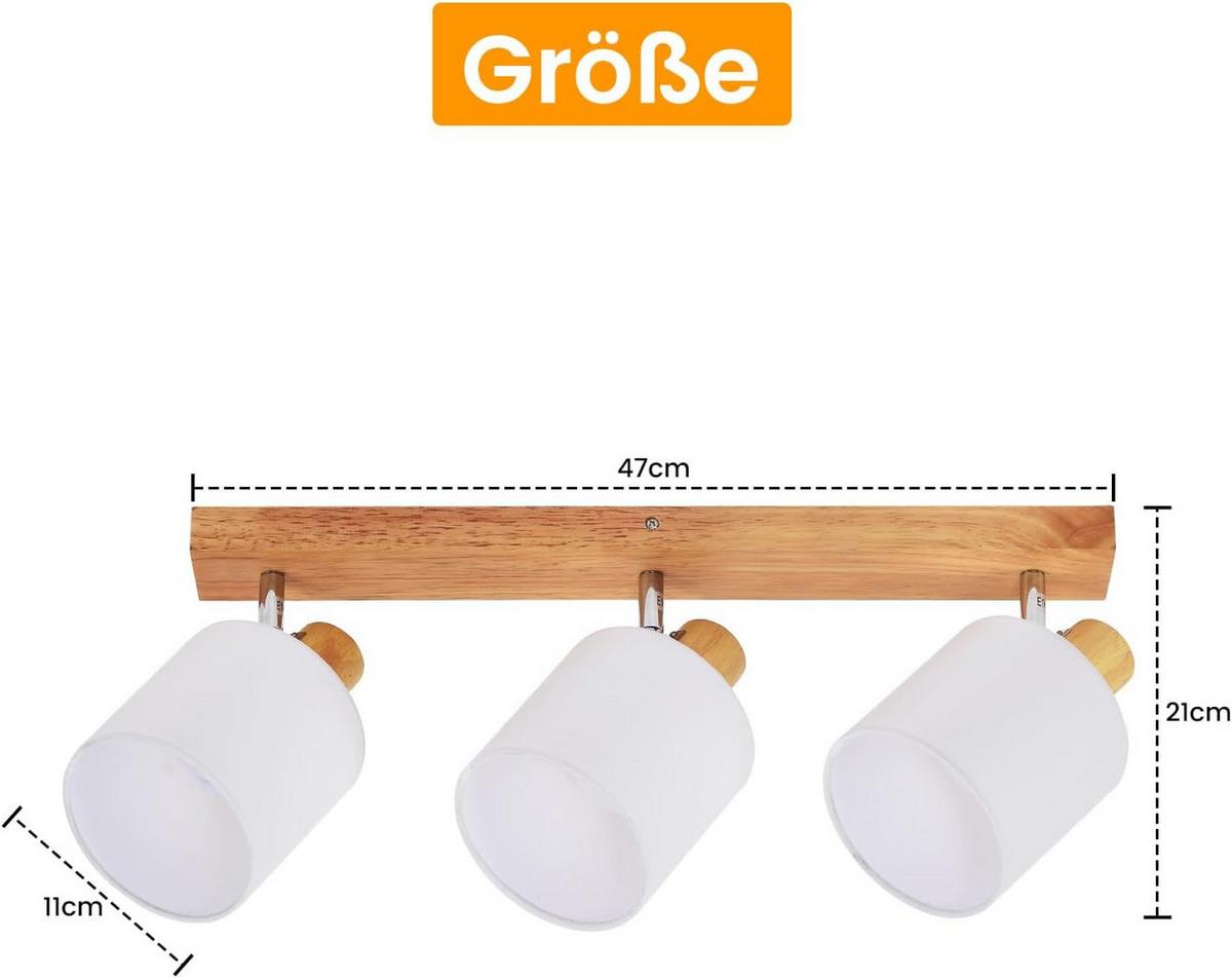 DECKENSTRAHLER Geschick 3-flammig 47/11/21 cm - Braun, Holz (47/11/21cm) - ZMH