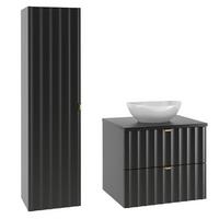 BADMÖBEL 60.6cm Lexa 2er-Set Schwarz - Schwarz, Holzwerkstoff (60.6/52.2/46.5cm) - Petits-meubles