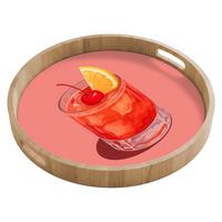 TABLETT Glas - Eiswürfel - Zitrone - Kirsche 50x50 cm - Rosa, Holz (50/5/5cm) - OnlyWow