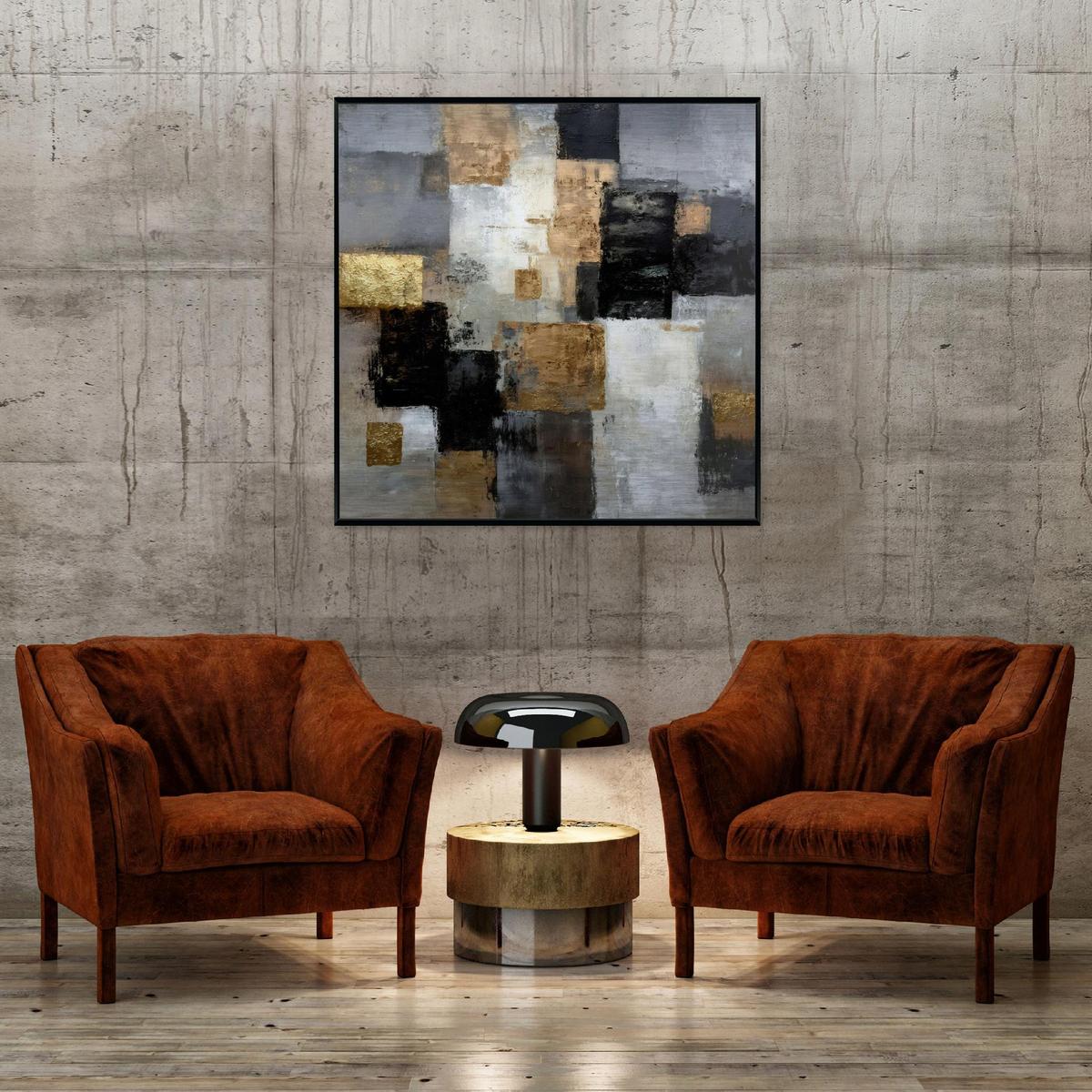 BILDER mit Rahmen Abstraktion Geometrisch Schwarz 80x80 cm - Multicolor, Metall (80/80cm) - Wallarena