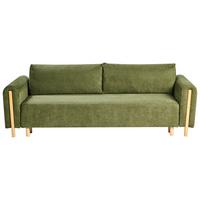 SCHLAFSOFA 3-Sitzer Stoff Grün mit Stauraum Kvam - Hellbraun, Textil (242/85/99cm) - Beliani