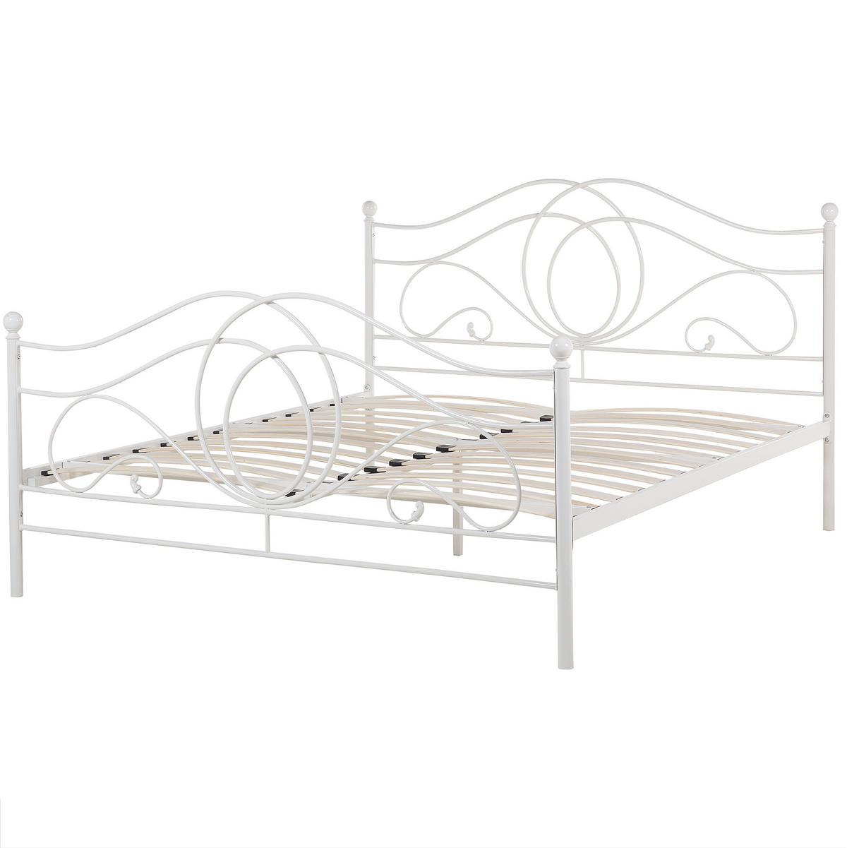 METALLBETT 160/200cm Weiß Lyra - Weiß, Metall (160/200cm) - Beliani