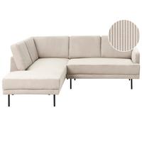 ECKSOFA 4-Sitzer Cord Beige rechtsseitig Breda - Beige/Schwarz, Textil (210/200cm) - Beliani