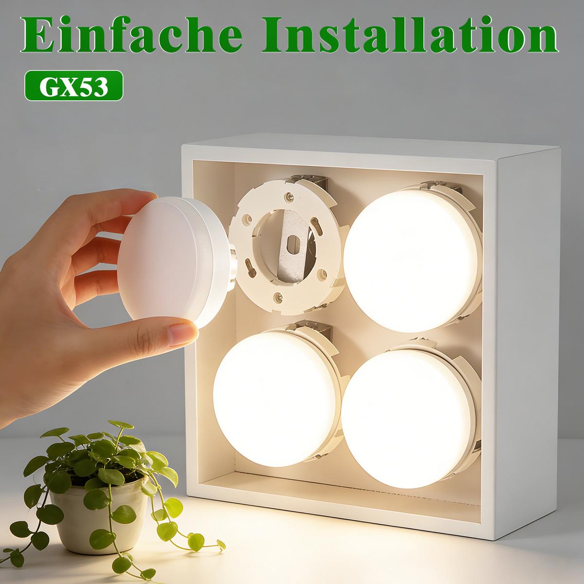 LED-LEUCHTMITTEL 4 Stück GX53 Elvyn 7.4/7.4/2.5 cm - Weiß, Kunststoff (7.4/2.5cm) - ZMH