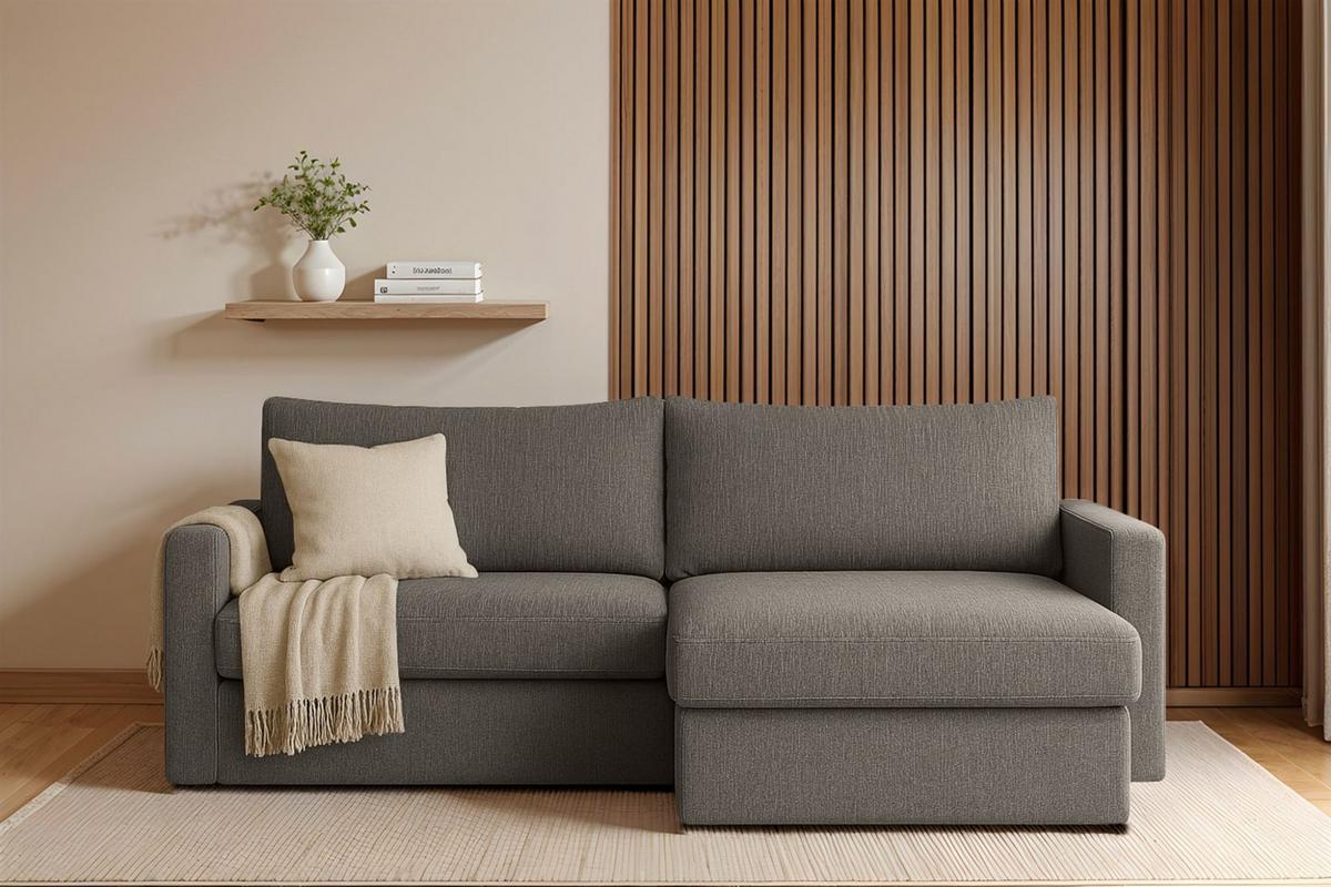 ECKSOFA Bendik In Faro - Grau, Holzwerkstoff/Textil (224/140cm) - Fun Möbel