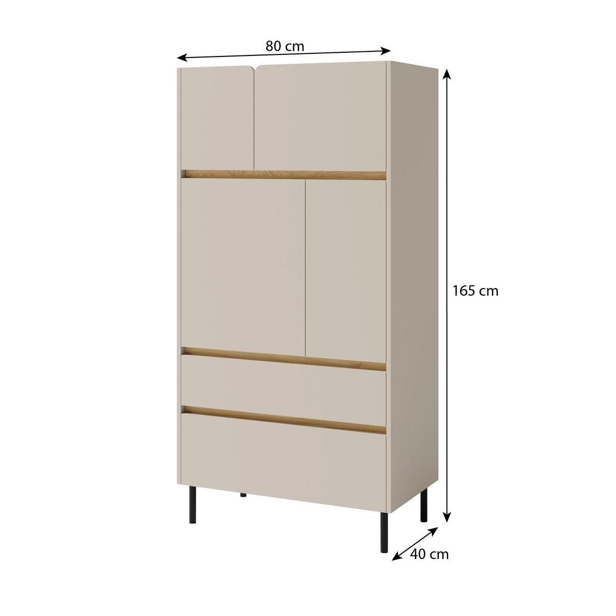 HIGHBOARD Lico mit 2 Schubalden und 4 Türen, Beige Sand - Beige, Holzwerkstoff (80/165/40cm) - Beautysofa