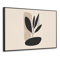 LEINWAND Bilder mit Rahmen - Pflanze - Beige - Japanisch - 140x90 - Schwarz, Textil (140/90cm) - MuchoWow