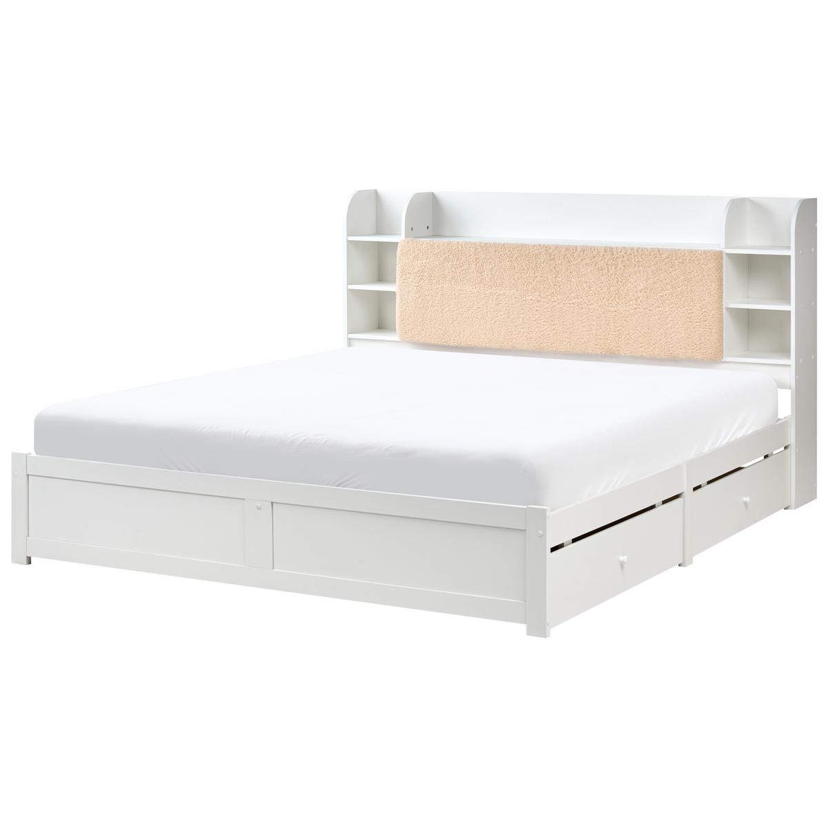 BETT mit Schubladen 180/200 cm MDF-Platte Weiß Bizou - Weiß, Holzwerkstoff (180/200cm) - Beliani