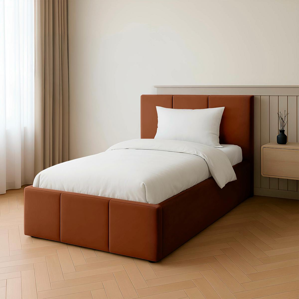 POLSTERBETT für Schlafzimmer Bett mit Stauraum Honigfarbe 90x200 - Honig, Holzwerkstoff/Metall (90/200cm) - Muralo