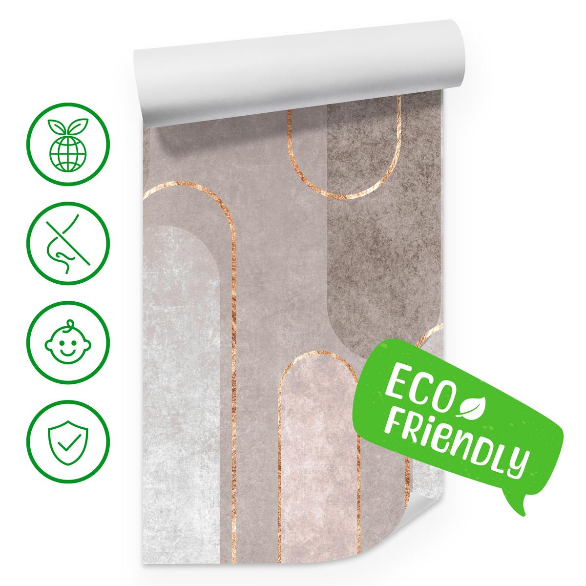 FOTOTAPETE für Wohnzimmer Geometrische Bögen Beige Beton 250x175 - Beige/Braun, Papier (250/175cm) - Muralo