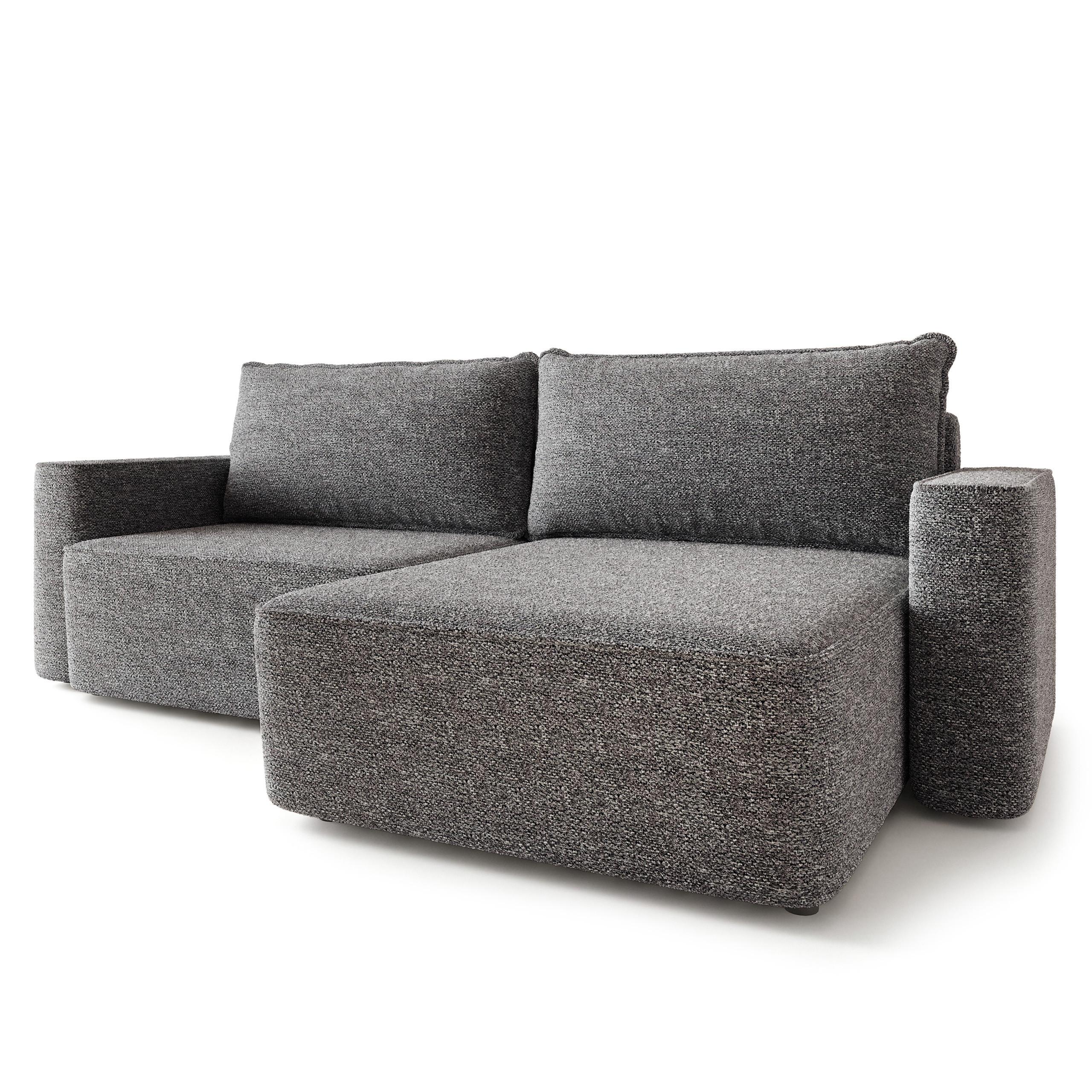 ECKSOFA BELISE BL Grau Chenille mit Schlaffunktion - Grau, Holz/Textil (252/162cm) - MASSENO