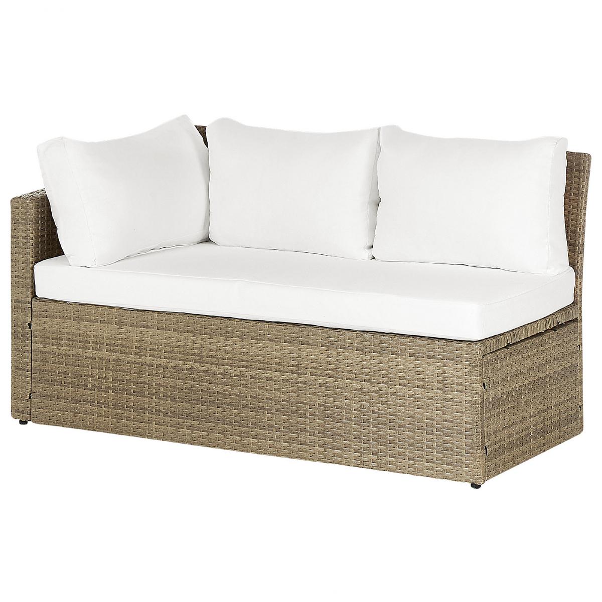 LOUNGE SET 5-Sitzer Rattan Auflagen weiß Bardi - Weiß/Braun, Kunststoff - Beliani
