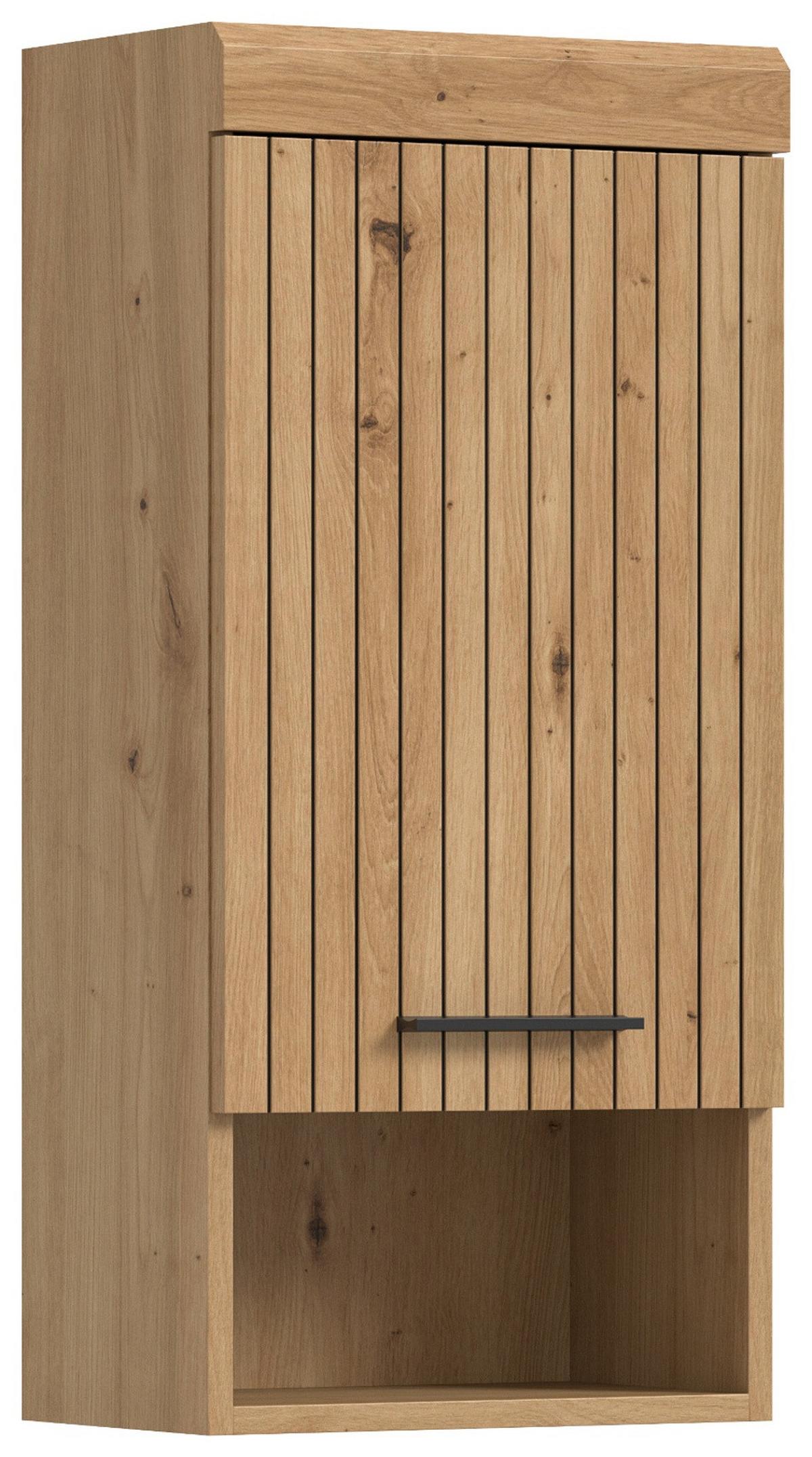 HÄNGESCHRANK Eiche Artisan 37 x 79 cm, Badschrank hängend 1-türig - Schwarz/Eiche Artisan, Holzwerkstoff/Kunststoff (37/79/24cm) - Inn.Furn