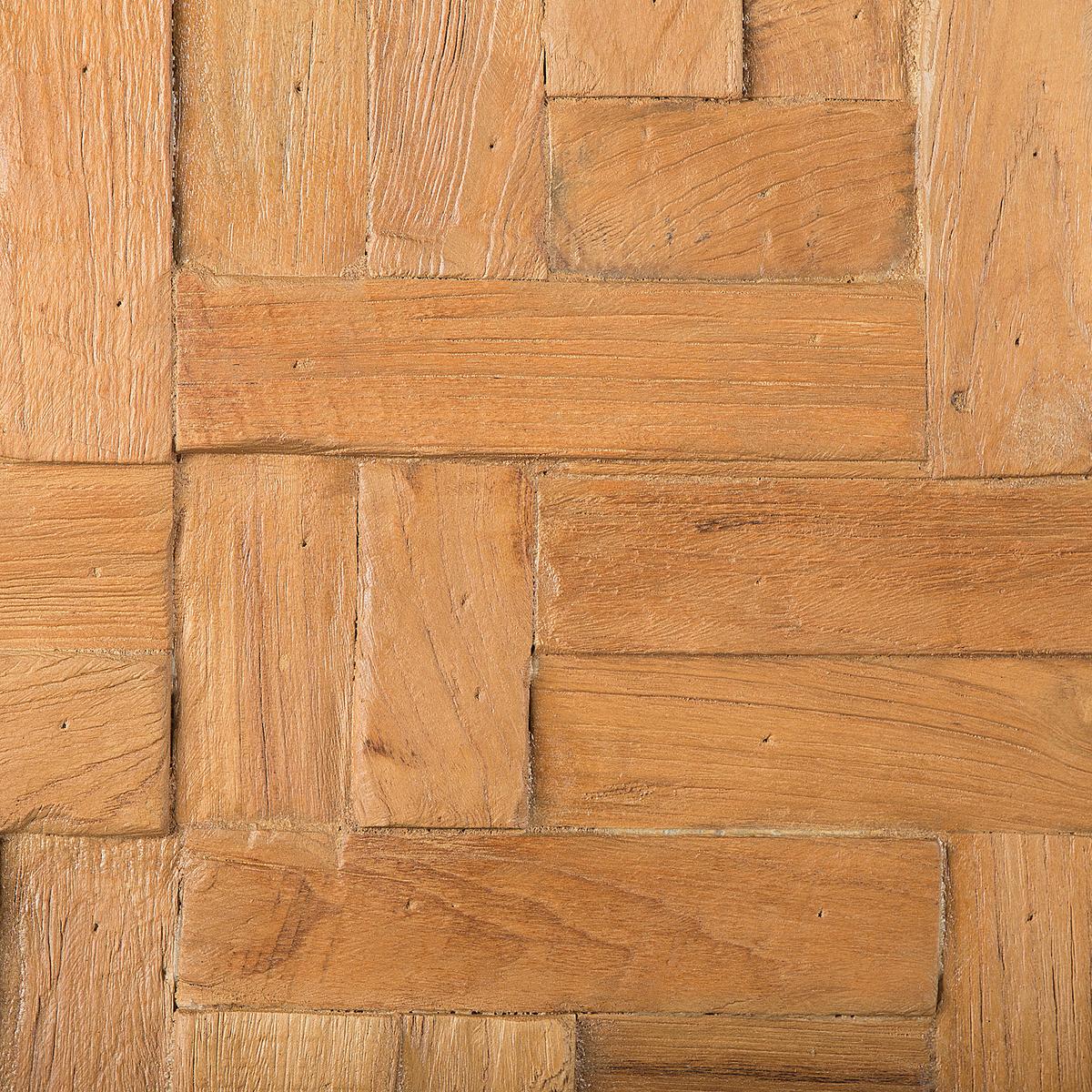 WANDDEKORATION Teakholz heller holzfarbton Toluca - Hellbraun, Holz (100/40/4cm) - Beliani