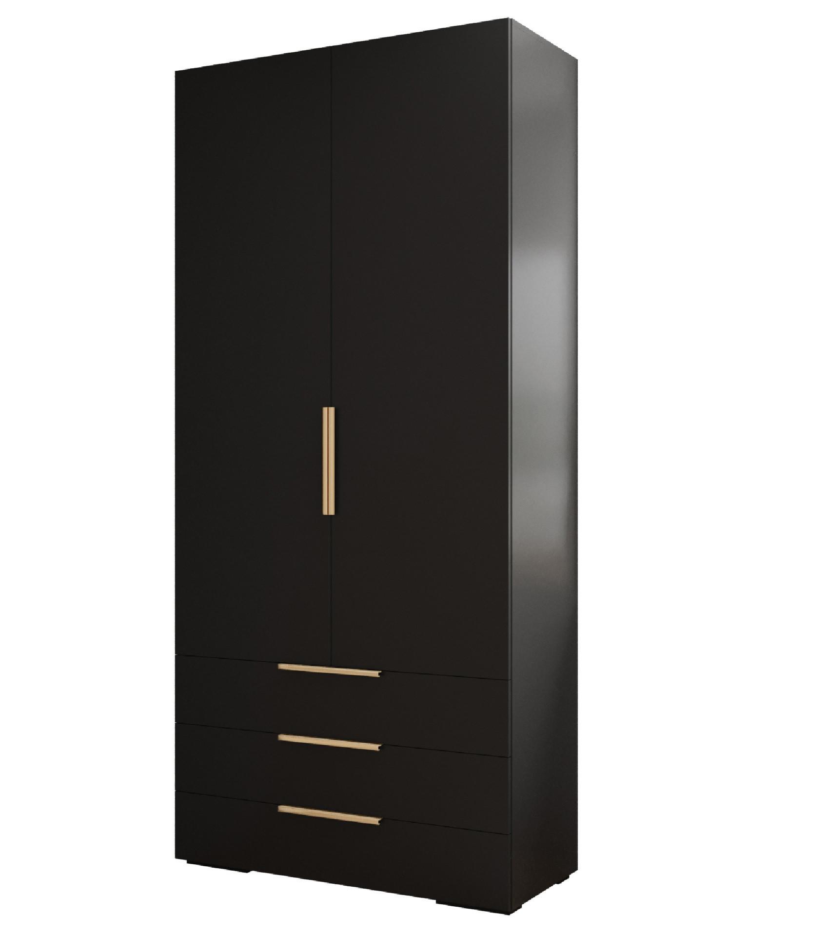 DREHTÜRENSCHRANK 236.7/100/47 2-türig - Goldfarben/Schwarz, Holz/Metall (100/236.7/47cm) - MÖBEL KRYSPOL