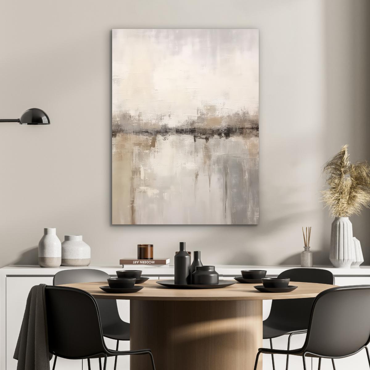 METALLBILD Moderne Kunst - Abstrakt - Beige 60x80 cm - Beige, Metall (60/80cm) - MuchoWow