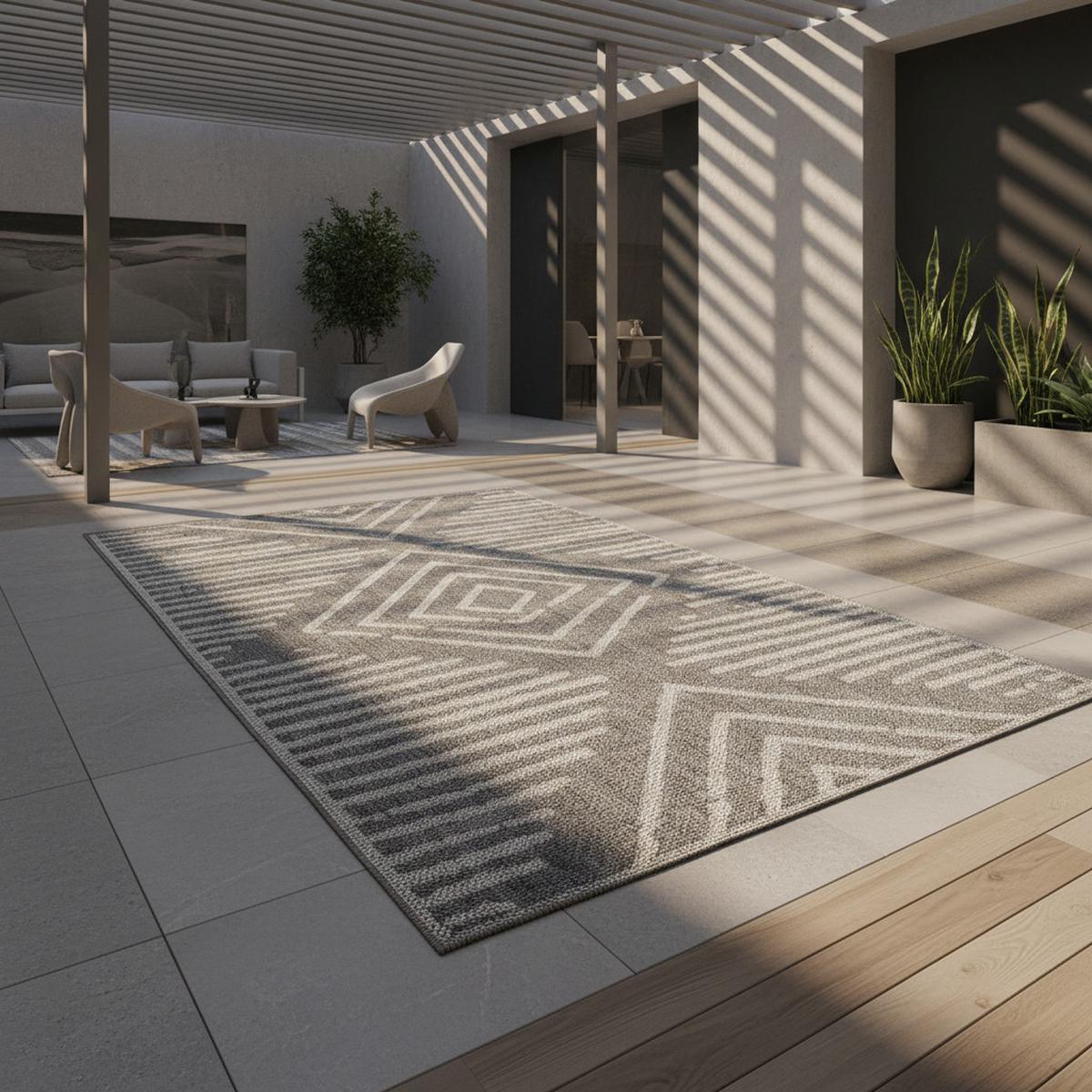 OUTDOORTEPPICH LIRIA, gestreift, Grau, 160 x 230 cm - Grau, Textil (230/160cm) - KADIMA DESIGN