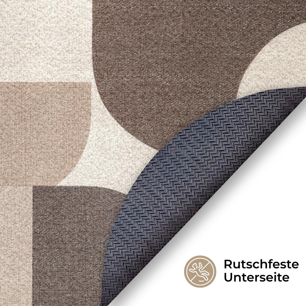 FUSSMATTE Geometrisch - Gewebte Struktur - Modern Fußabtreter 90x90 cm - Beige, Kunststoff (90/0.4cm) - MuchoWow