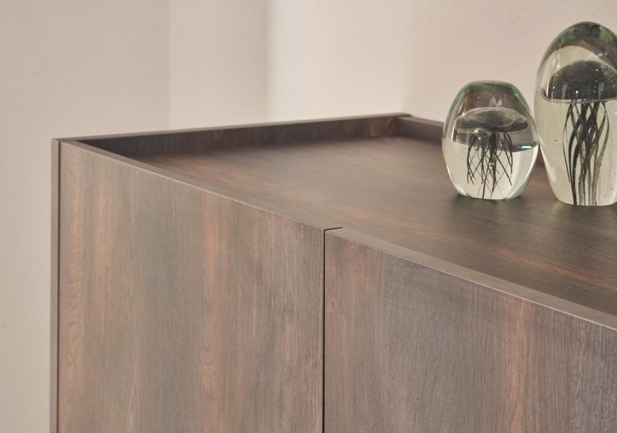 ESSZIMMER-SET Thermo Eiche, grau, Speisezimmer 4-teilig mit Soft-Close - Eichefarben/Schwarz, Glas/Holzwerkstoff (200/200/81cm) - Furn.Design