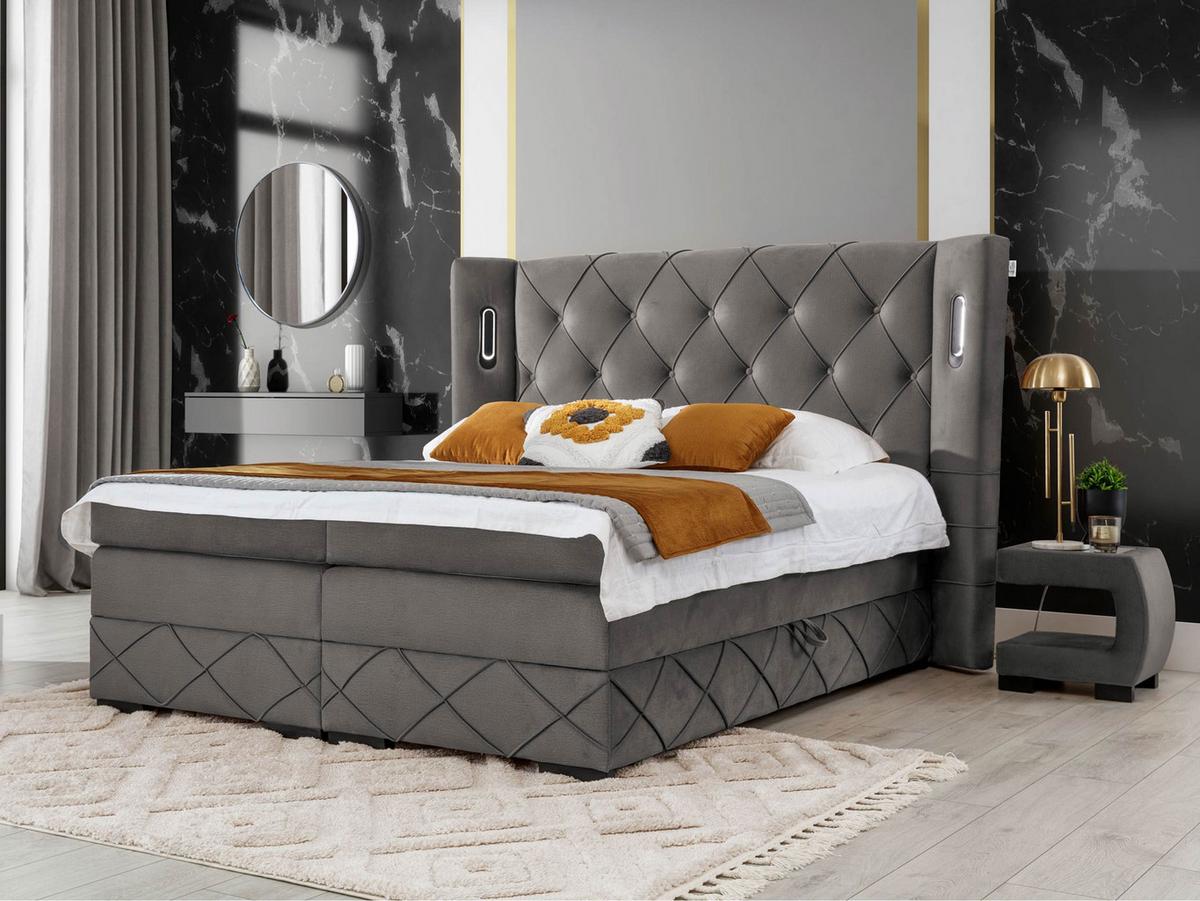 BOXBETT Focus Lux - H3 - Grau, Holz (180/200cm) - MIRJAN24