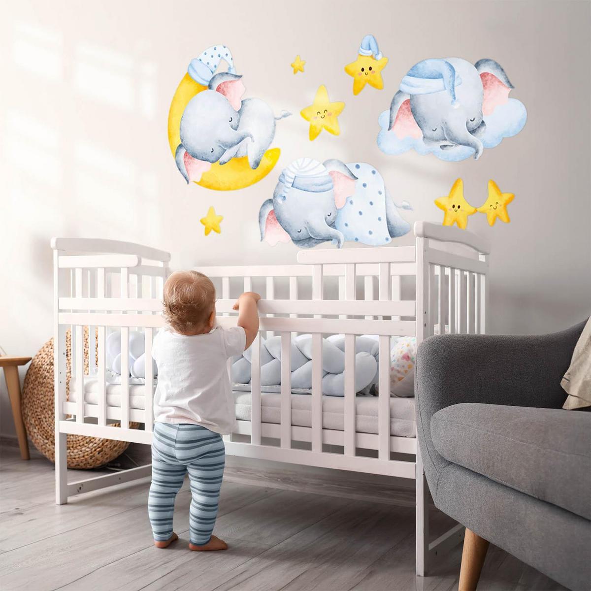 WANDAUFKLEBER 130x177cm - Wolkenelefanten - Multicolor, Kunststoff (130/177/0.1cm) - Wallfluent