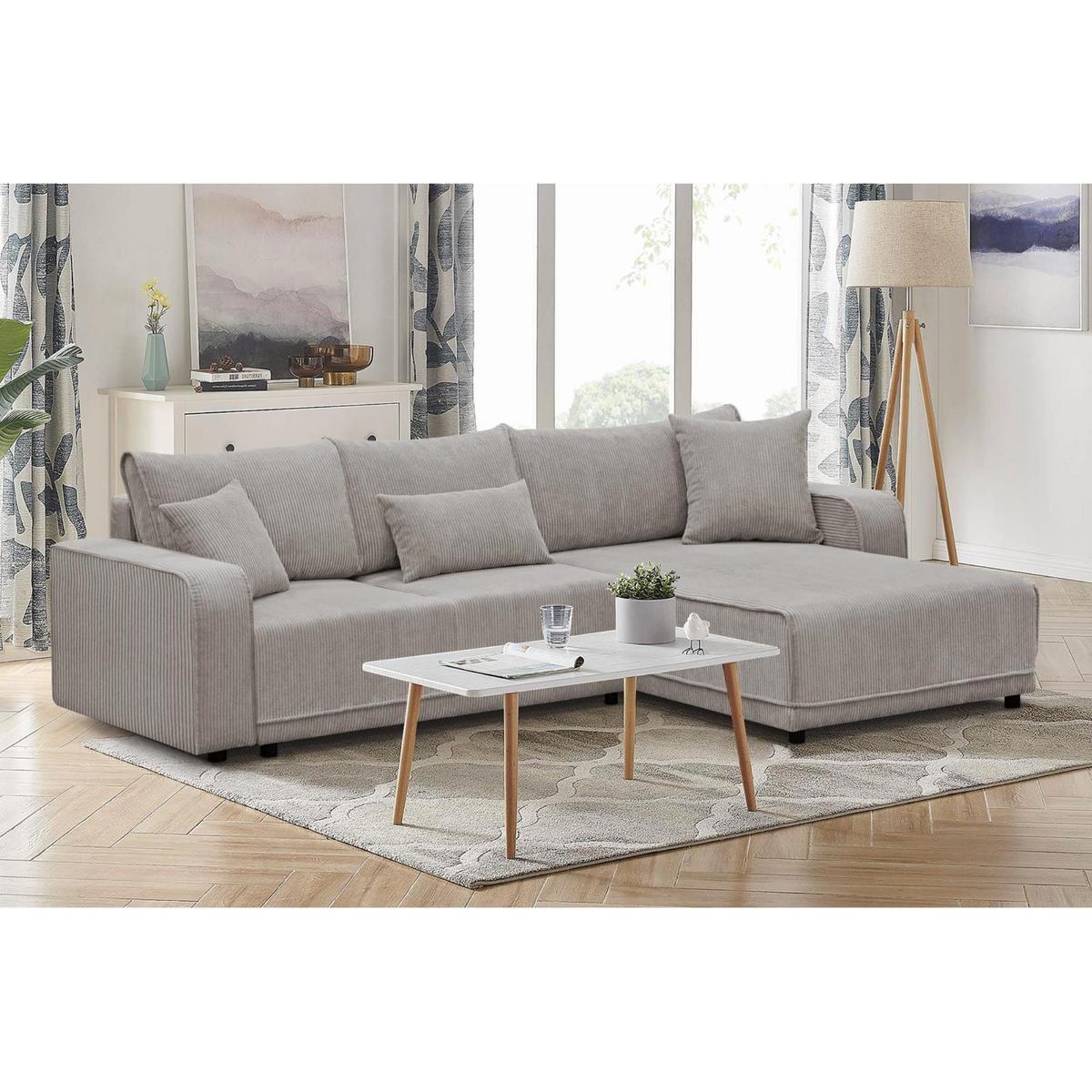 ECKSCHLAFSOFA Primo L cappuccino - Schwarz/Cappuccino, Textil (290/185cm) - Beautysofa