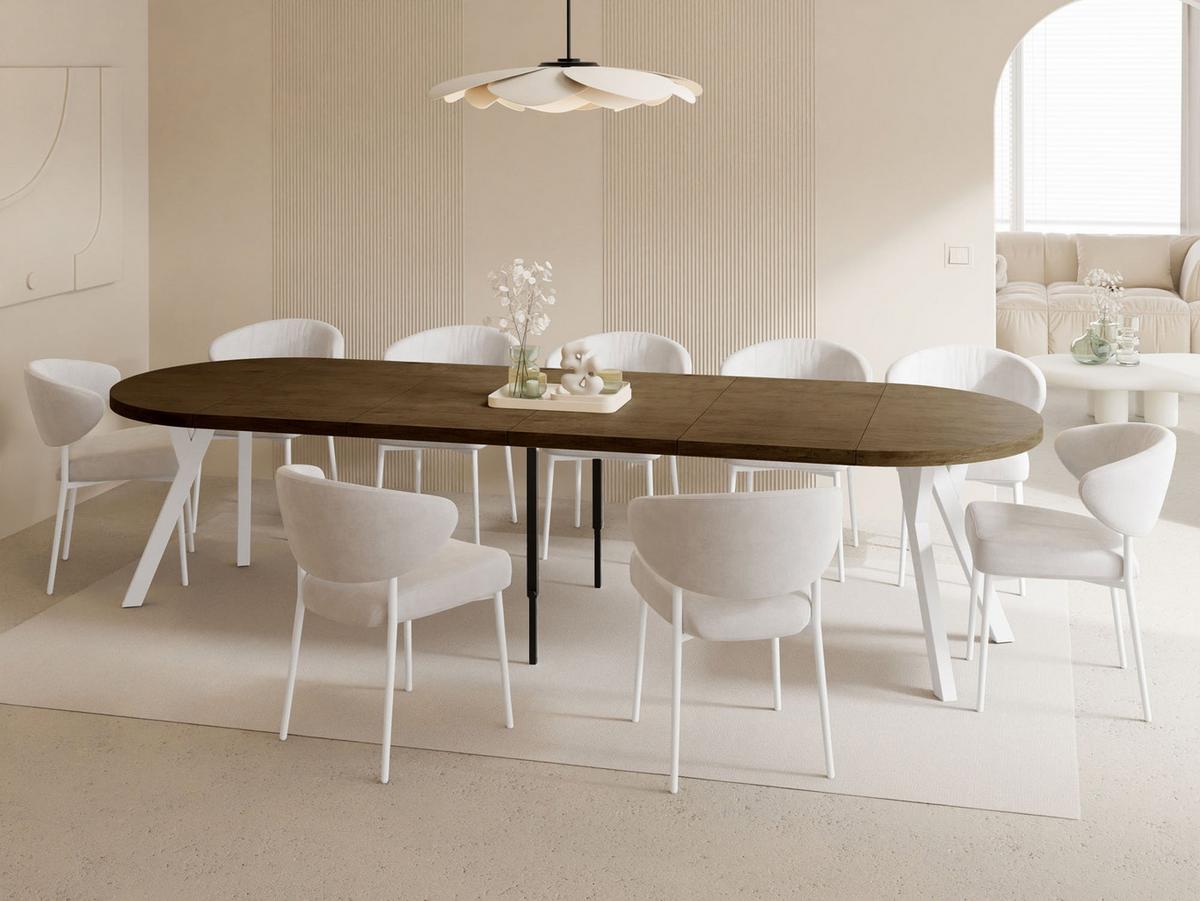 ESSTISCH Twixy XXL groß rund oval ausziehbar, Eiche Braun Rustikal 100-300/100/76 cm - Alteiche/Weiß, Holz/Holzwerkstoff (100/300/76cm) - WFL GROUP