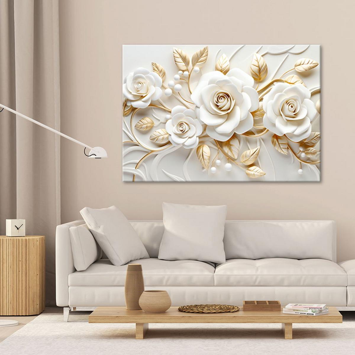 KUNSTDRUCK Weiß 60/40 cm - Weiß, Textil (60/40cm) - KUNSTLOFT