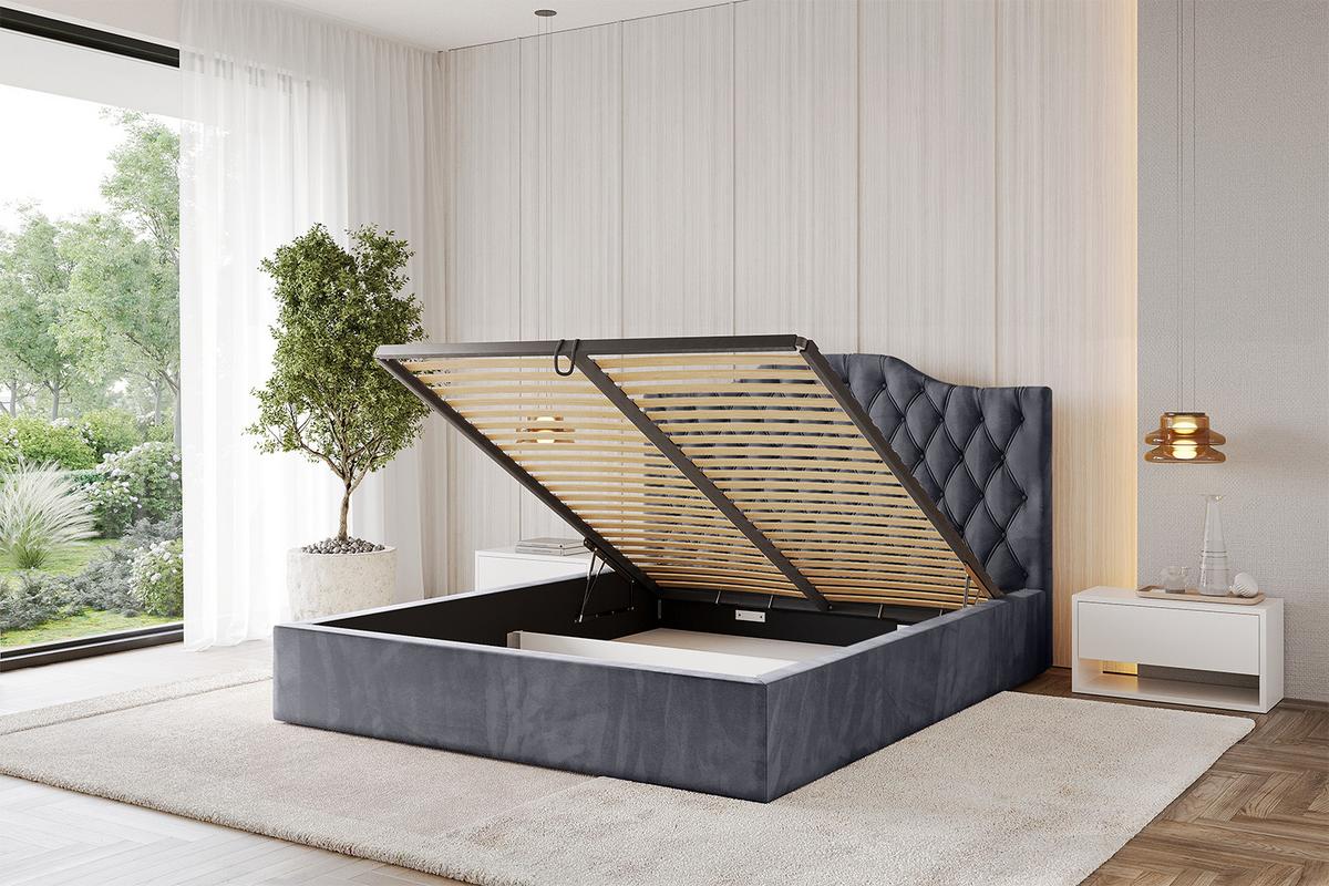 POLSTERBETT mit Bettkasten und Lattenrost, Boxbett ohne Matratze - FALIO 120x200 Dunkelgrau - Dunkelgrau, Holzwerkstoff/Textil (120/200cm) - ALTDECOR