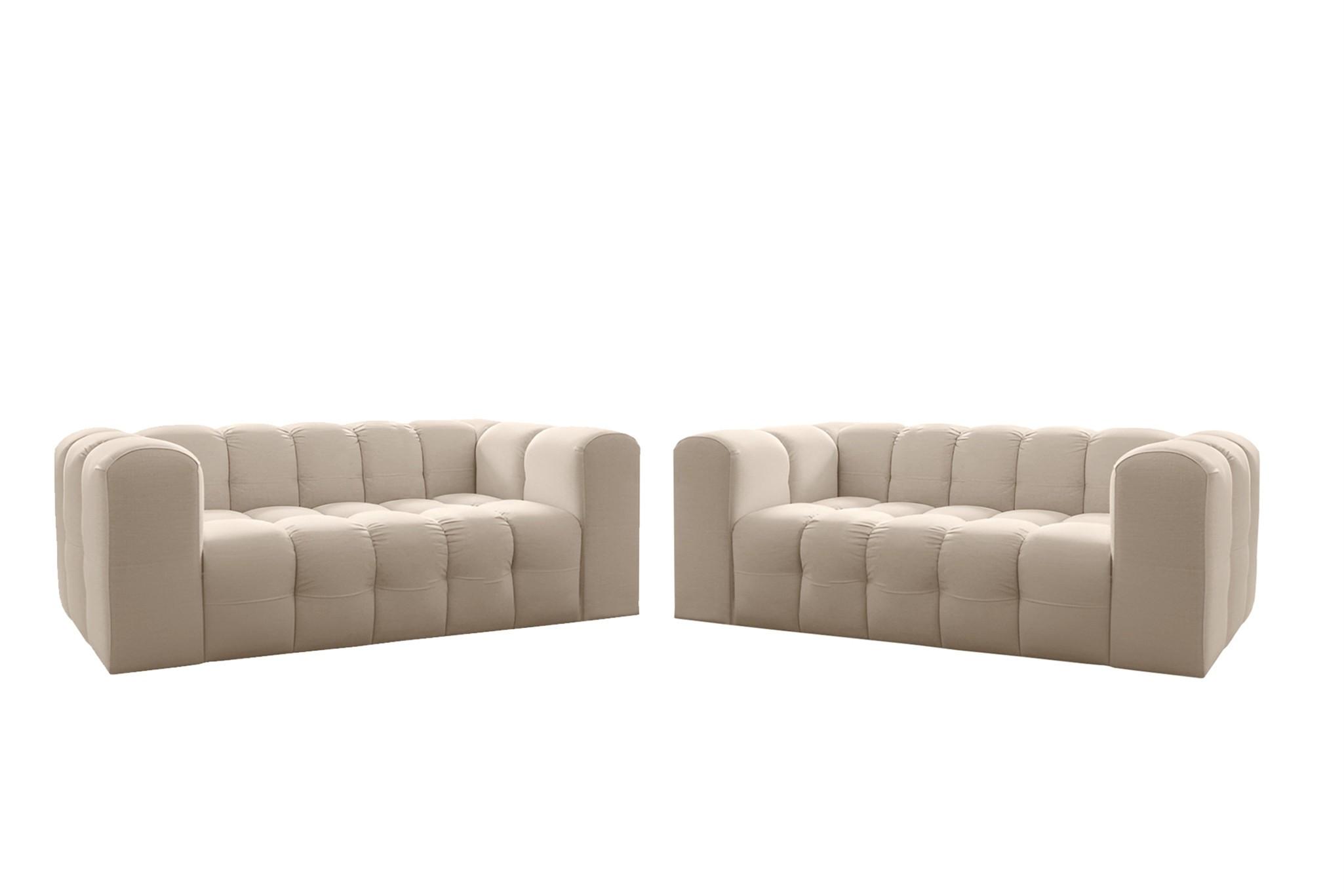 SOFASET Solvie 2-2 In Tiffani - Beige, Holzwerkstoff/Textil (200/75/106cm) - Fun Möbel