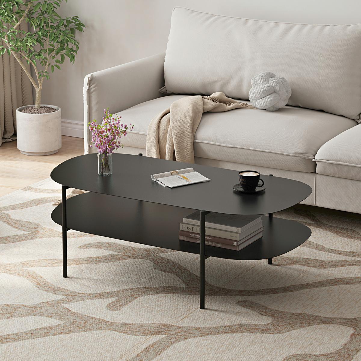 COUCHTISCH Enebakk 112/62/41 cm - Schwarz, Metall (112/62/40.5cm) - [en.casa]