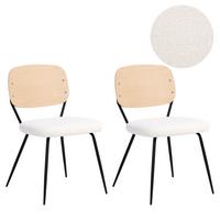 ESSZIMMERSTUHL 2er Set Bouclé Cremeweiß Eileen - Creme, Textil (45/80/57cm) - Beliani