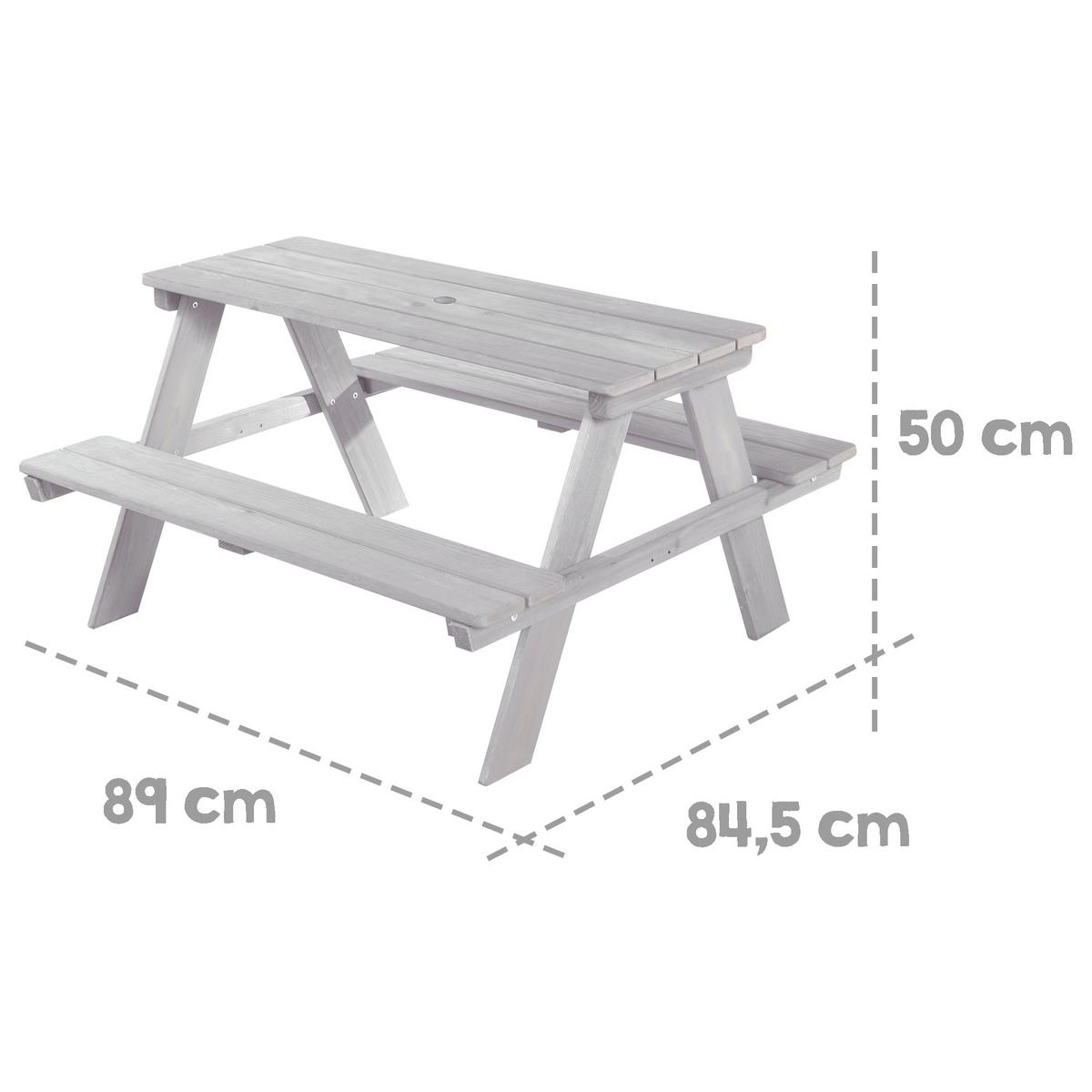 KINDERSITZGARNITUR OUTDOOR + in grau mit Bankkissen - Hellgrau, Holz - Roba