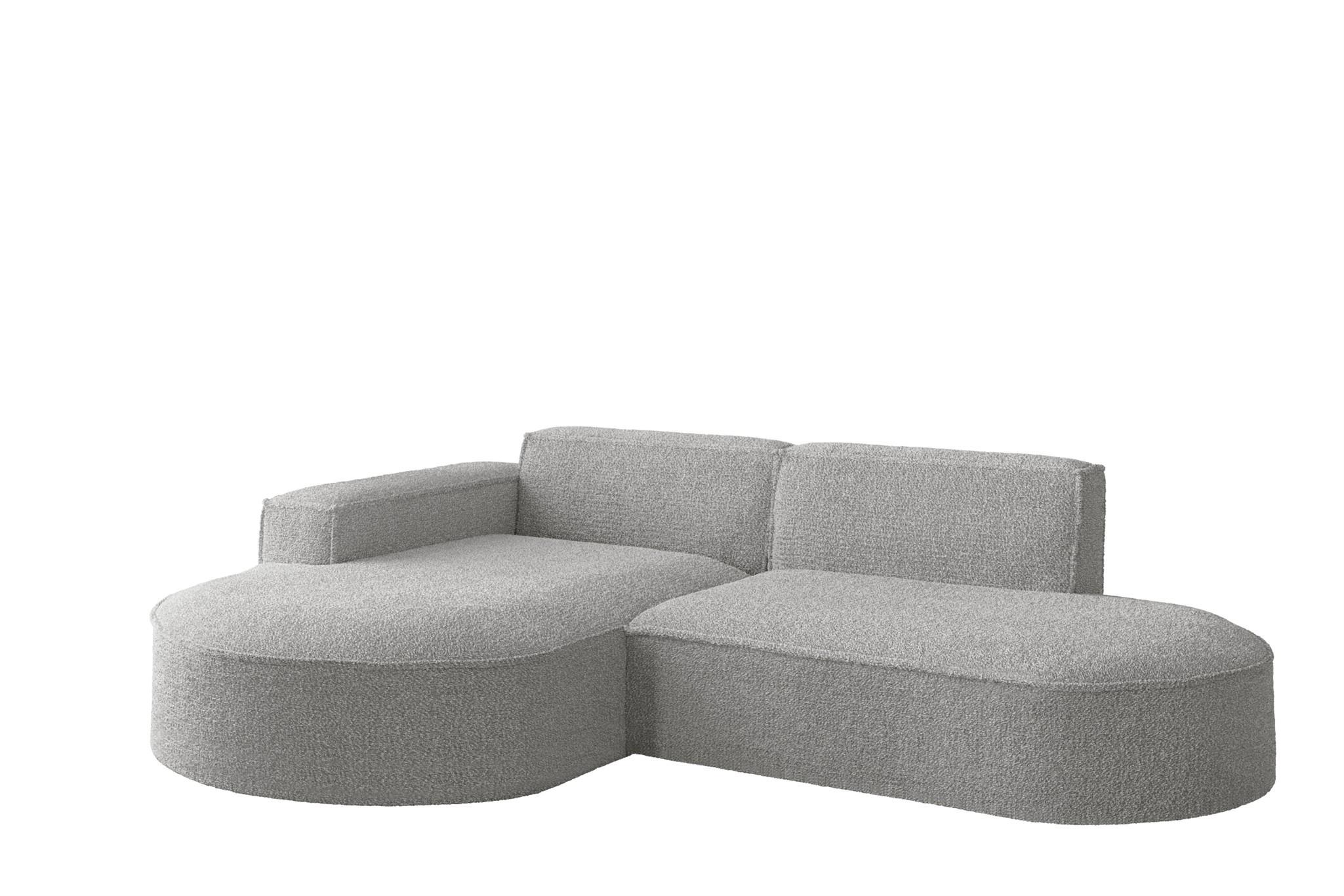 ECKSOFA Palma Xs Ottomane Ascot Bukla - Creme, Holzwerkstoff/Textil (236/165cm) - Fun Möbel