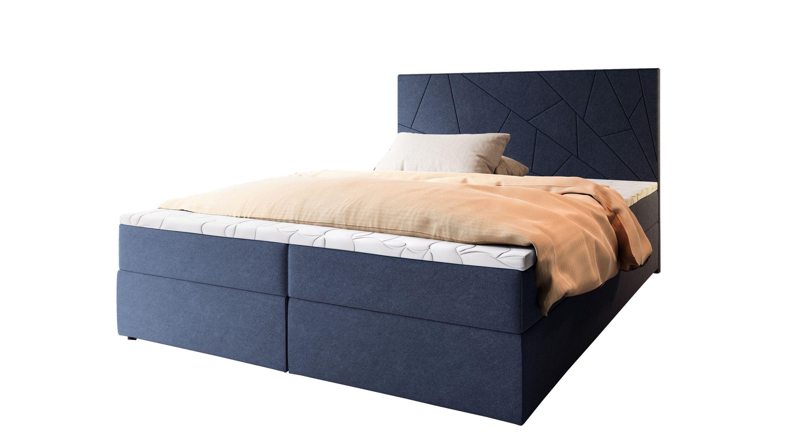 BOXBETT MADO 140x200 cm mit Matratze und Topper - Blau - Blau, Holz (140/200cm) - MASSENO