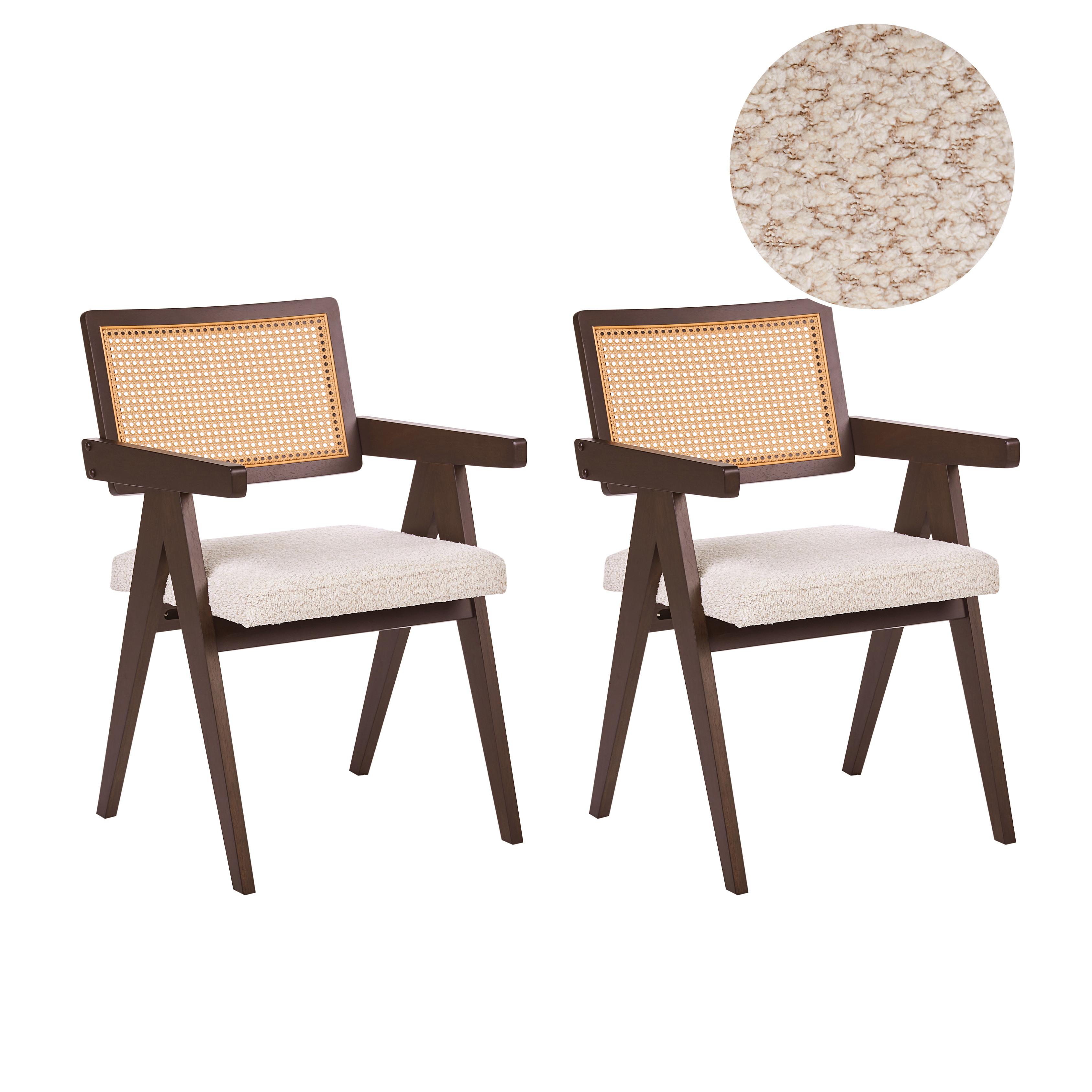 ESSZIMMERSTUHL 2er-Set Holz Dunkelbraun/Hellbeige Ava - Beige, Holz (55/85/62cm) - Beliani