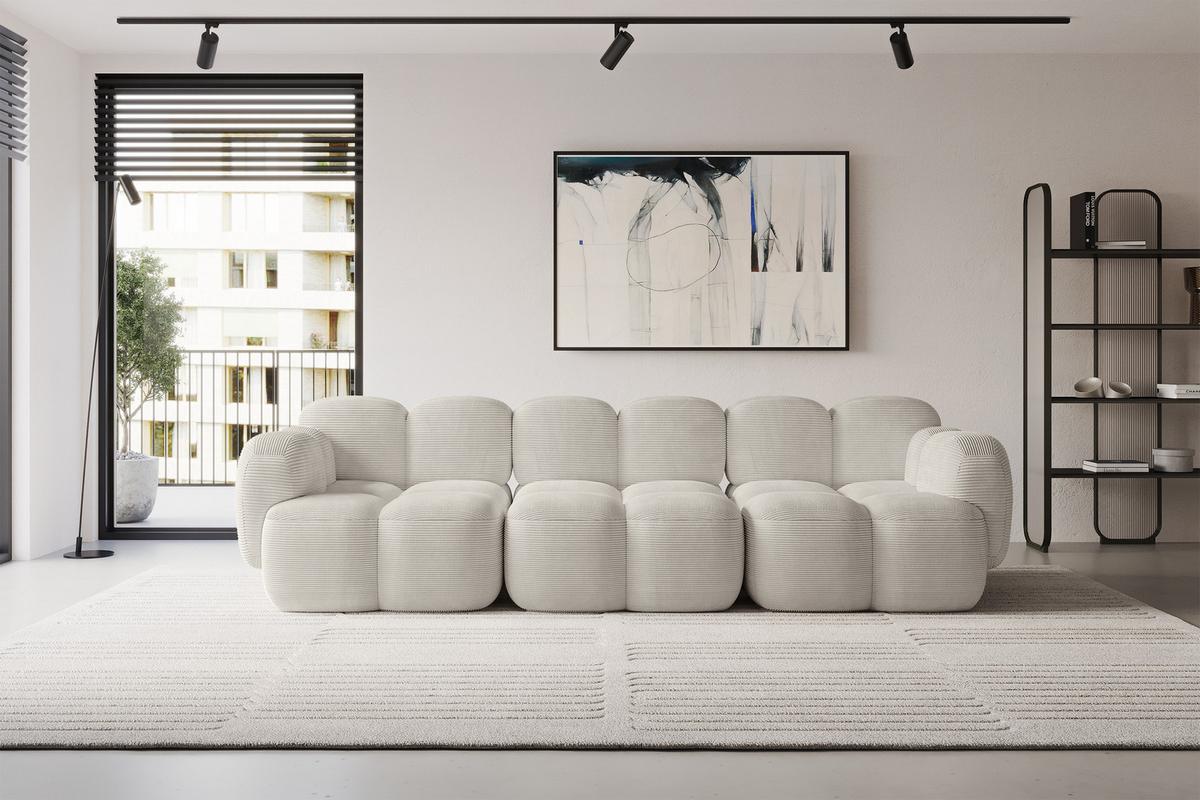 3-SITZER modulares Sofa Miko-S2 300x118x75 cm Creme Cord - Schwarz/Mokka, Holzwerkstoff/Kunststoff (300/75/118cm) - ALTDECOR