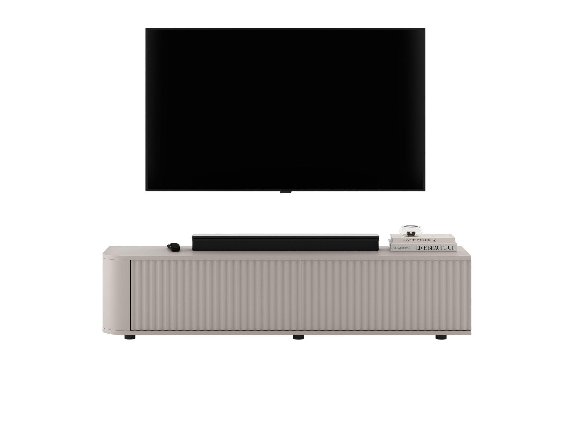 TV-LOWBOARD Aurora Kaschmir matt 140 cm mit niedrigen Füßen - Kaschmir, Holzwerkstoff (140/31/35cm) - Meble Lindner