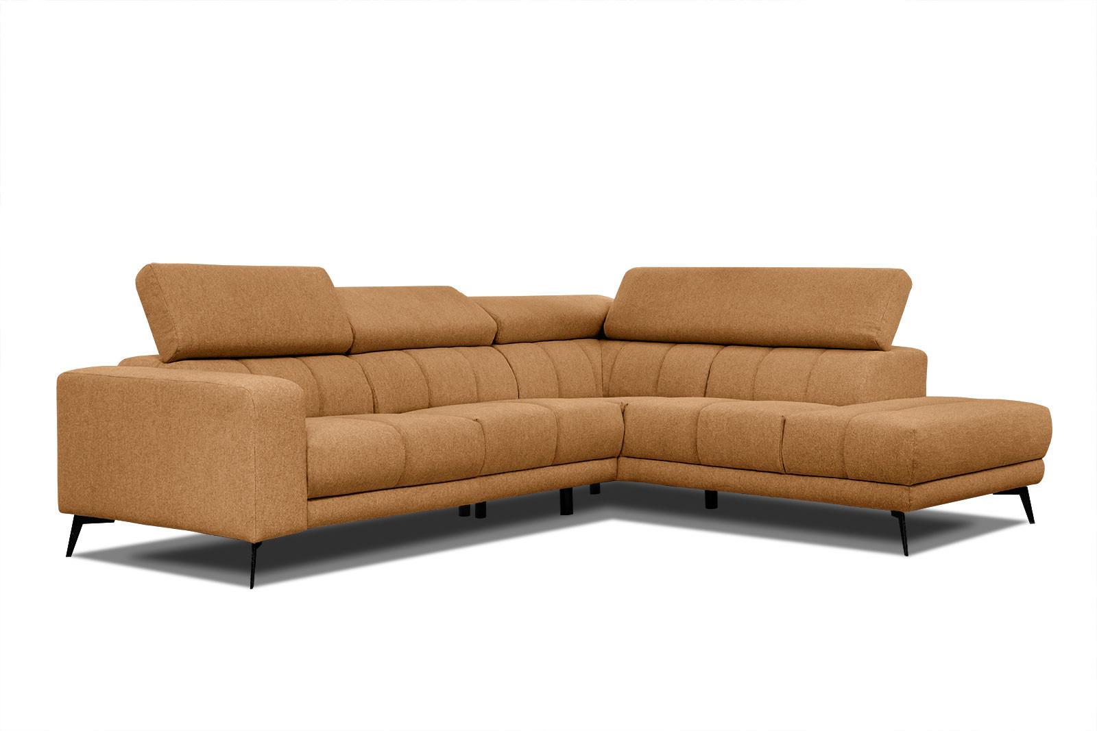 ECKSOFA MORELLO 5-Sitzer, orange - Schwarz/Orange, Holzwerkstoff/Textil (287/228cm) - Wozimo
