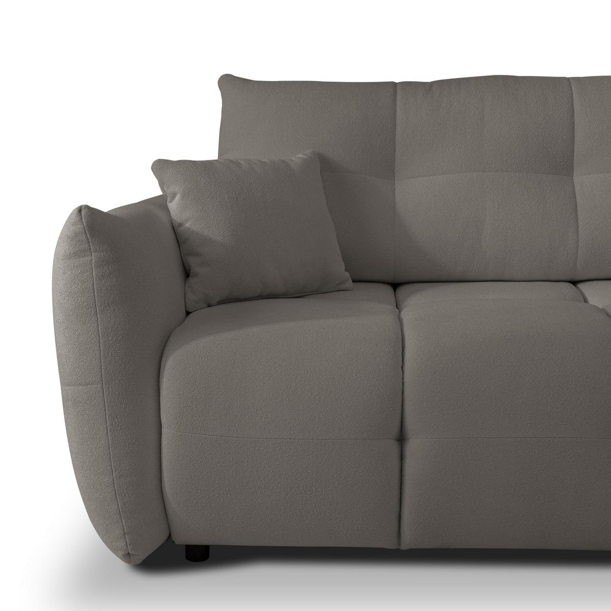ECKSOFA MODA S Grau Geflochtener Stoff mit Schlaffunktion - Grau, Holz (257/177cm) - MASSENO