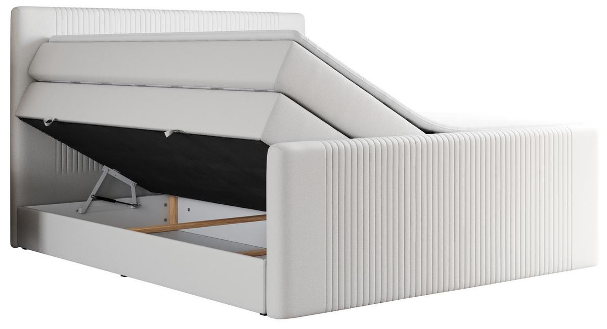 BOXSPRINGBETT KING DOREN 160/200 Weiß Kunstleder - H4 - Weiß, Holz/Textil (160/200cm) - MKS