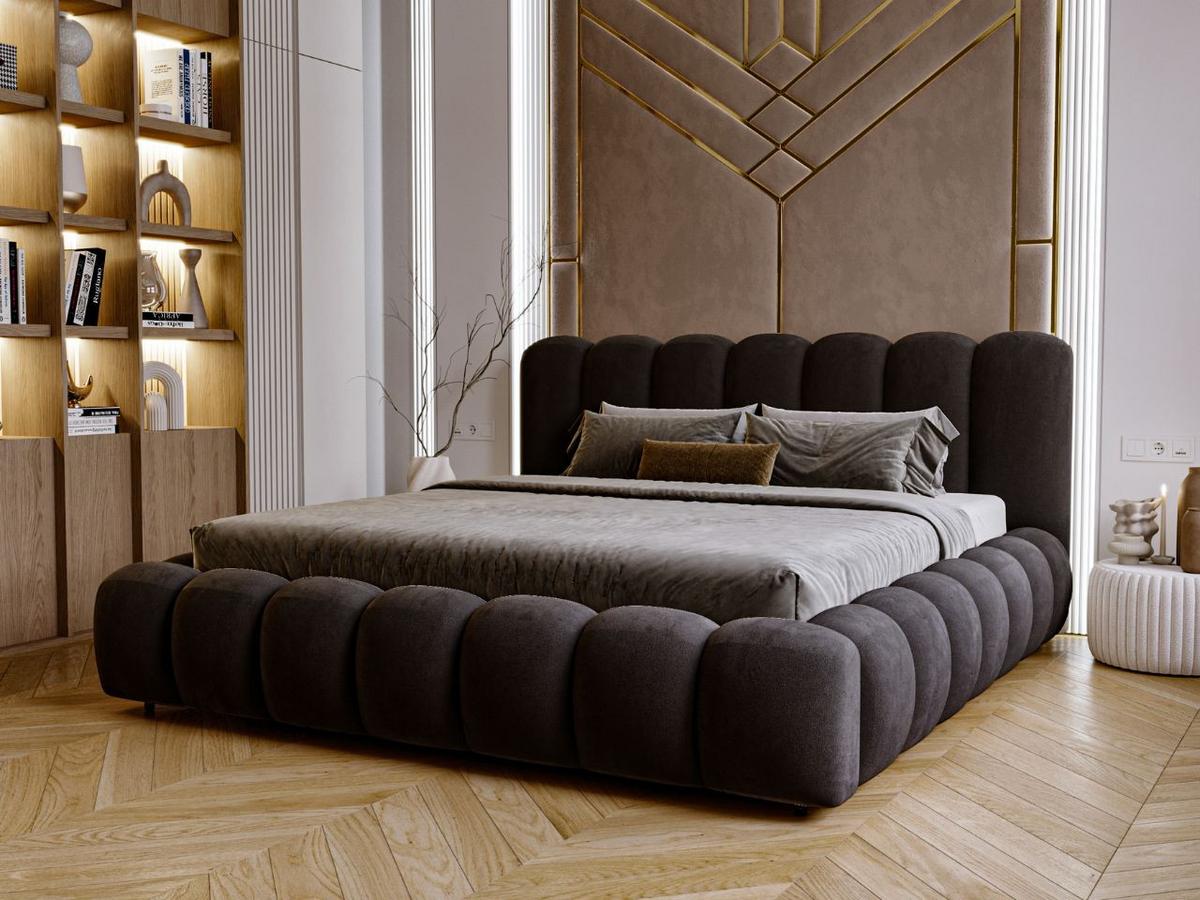 POLSTERBETT Averia 160x200 Dunkelgrau - Dunkelgrau, Textil (160/200cm) - Graingold