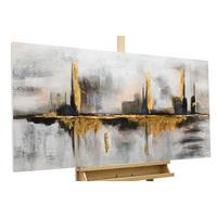 ÖLGEMÄLDE 120/60 cm - Goldfarben/Grau, Holz/Textil (120/60cm) - KUNSTLOFT