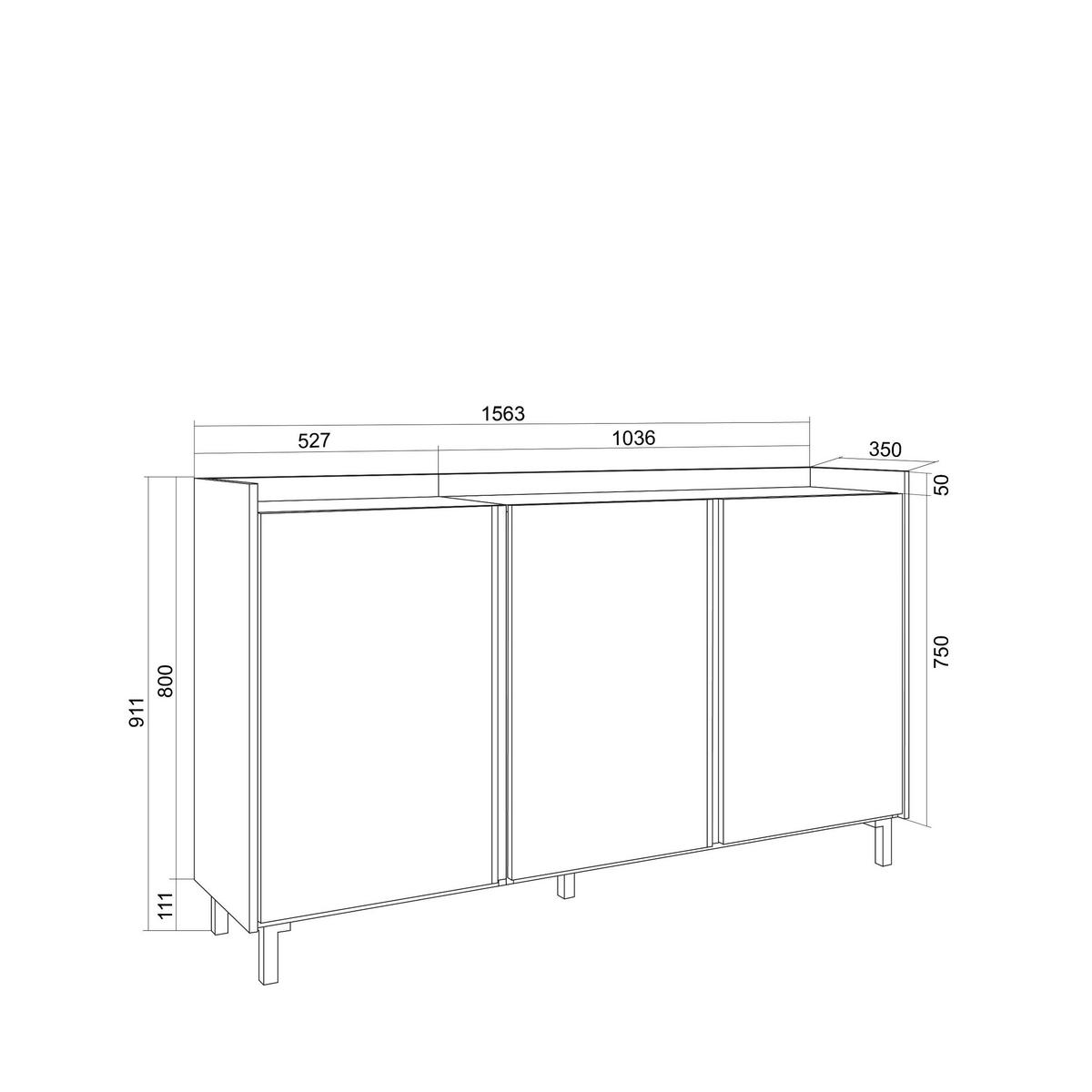 SIDEBOARD, Eiche und Schwarz, 156/35/91cm, mit Beinen - Eichefarben, Holzwerkstoff (156/91/35cm) - Skraut Home