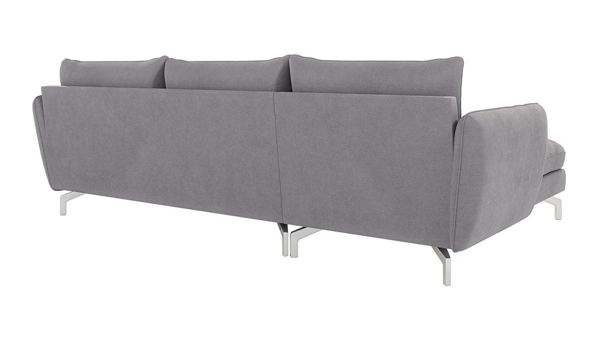 ECKSOFA Elou Grau Microfaser - Chromfarben/Grau, Holz/Textil (261/167cm) - S-Style Möbel